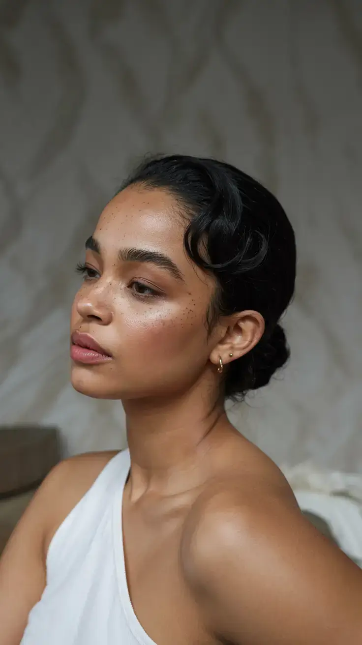 hairstyles for black women winter 2025 2026 Low Sleek Bun with Vintage Waves