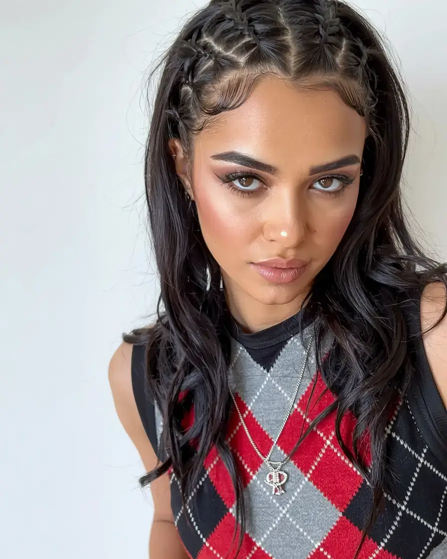 hairstyles for black women winter 2025 2026 Double Braid Crown with Loose Ends