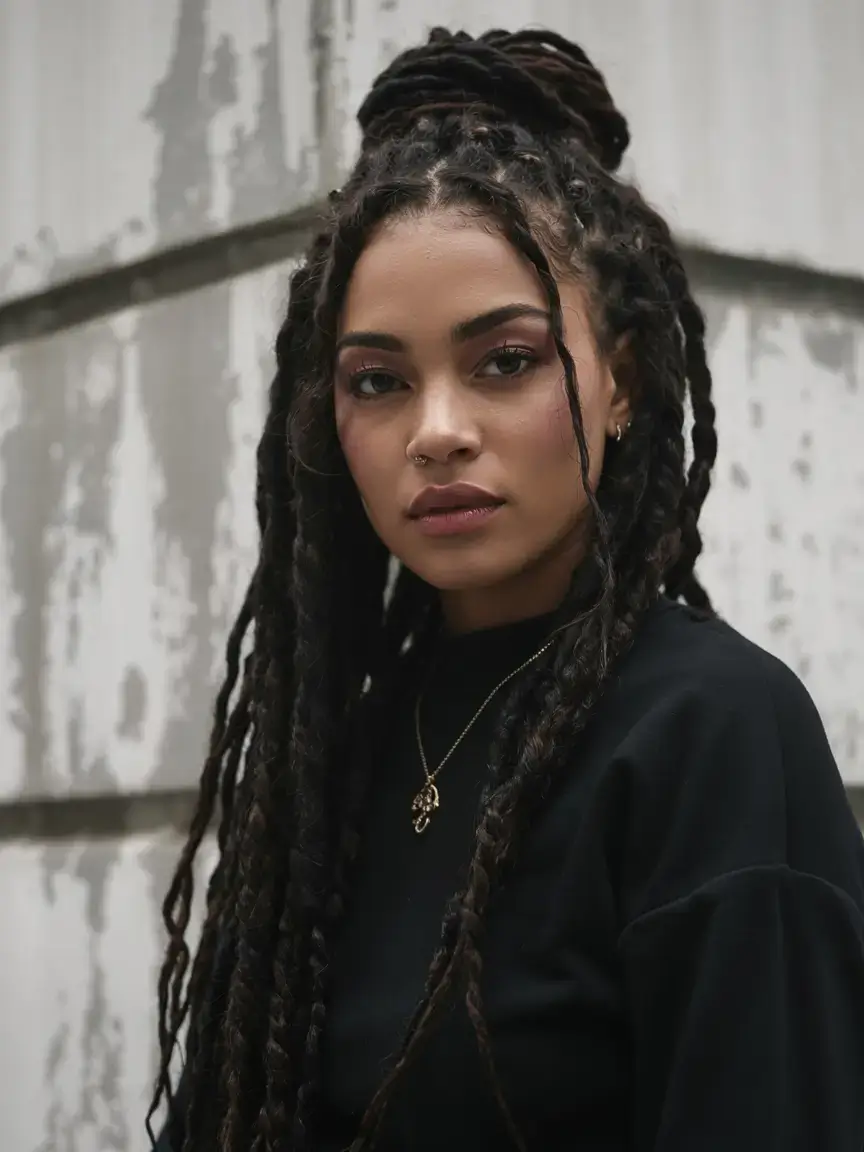 hairstyles for black women winter 2025 2026 Half-Up Faux Locs Bun