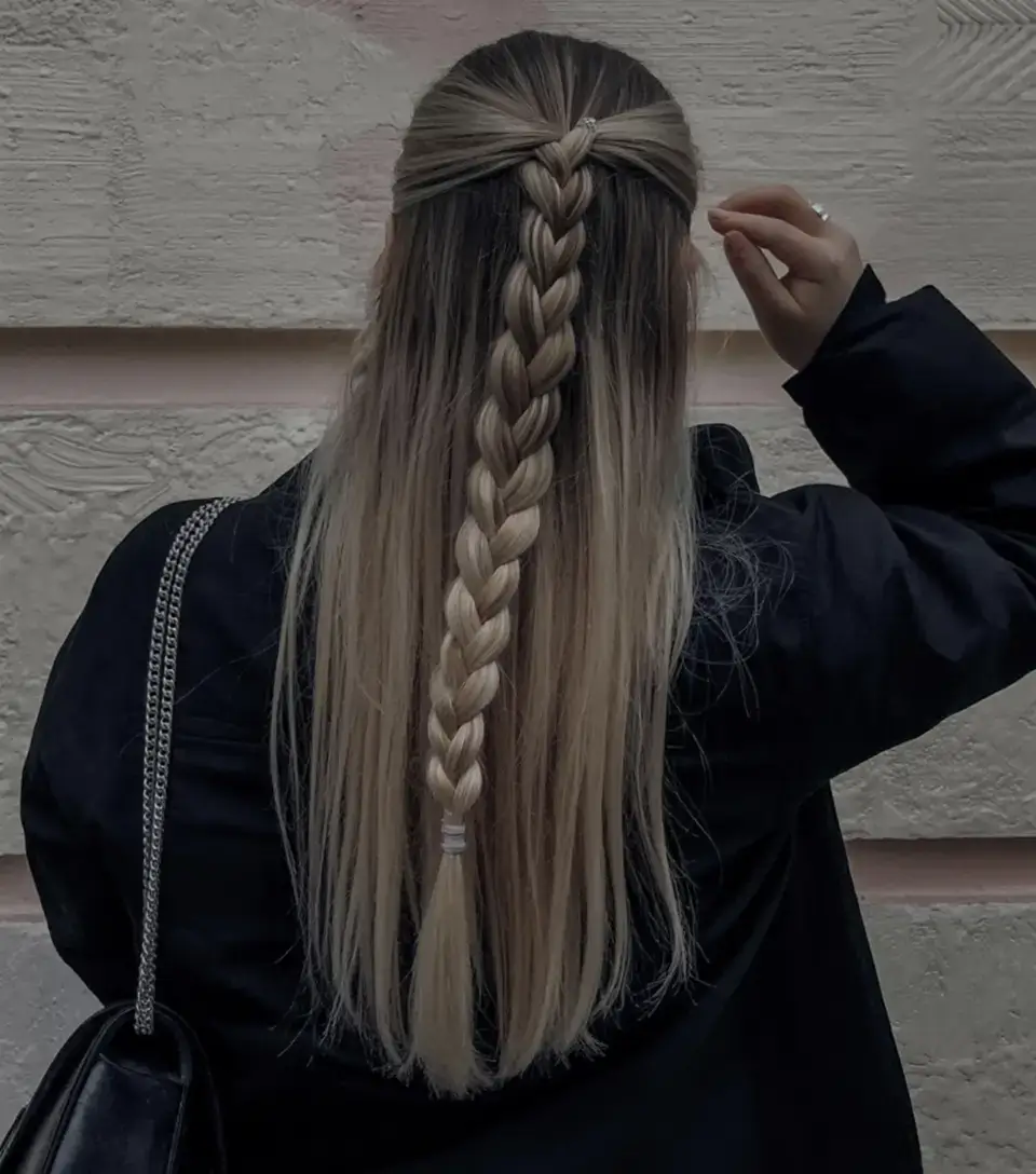 hairstyles ideas for winter 2025 2026 Sleek Half-Up Braid