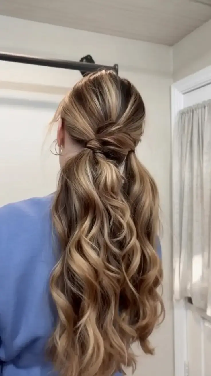 hairstyles ideas for winter 2025 2026 Curled Ponytail with Wrapped Base