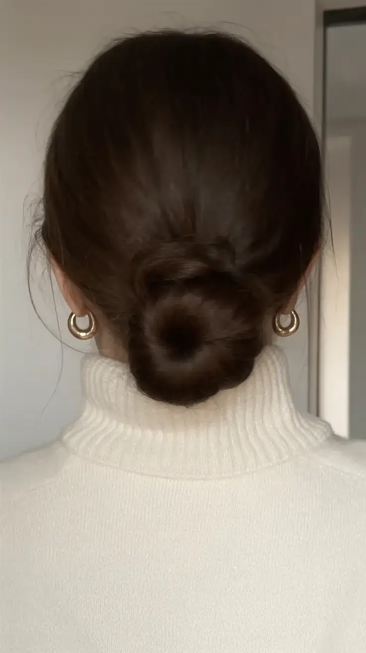 hairstyles ideas for winter 2025 2026 Polished Low Bun with Elegant Finish