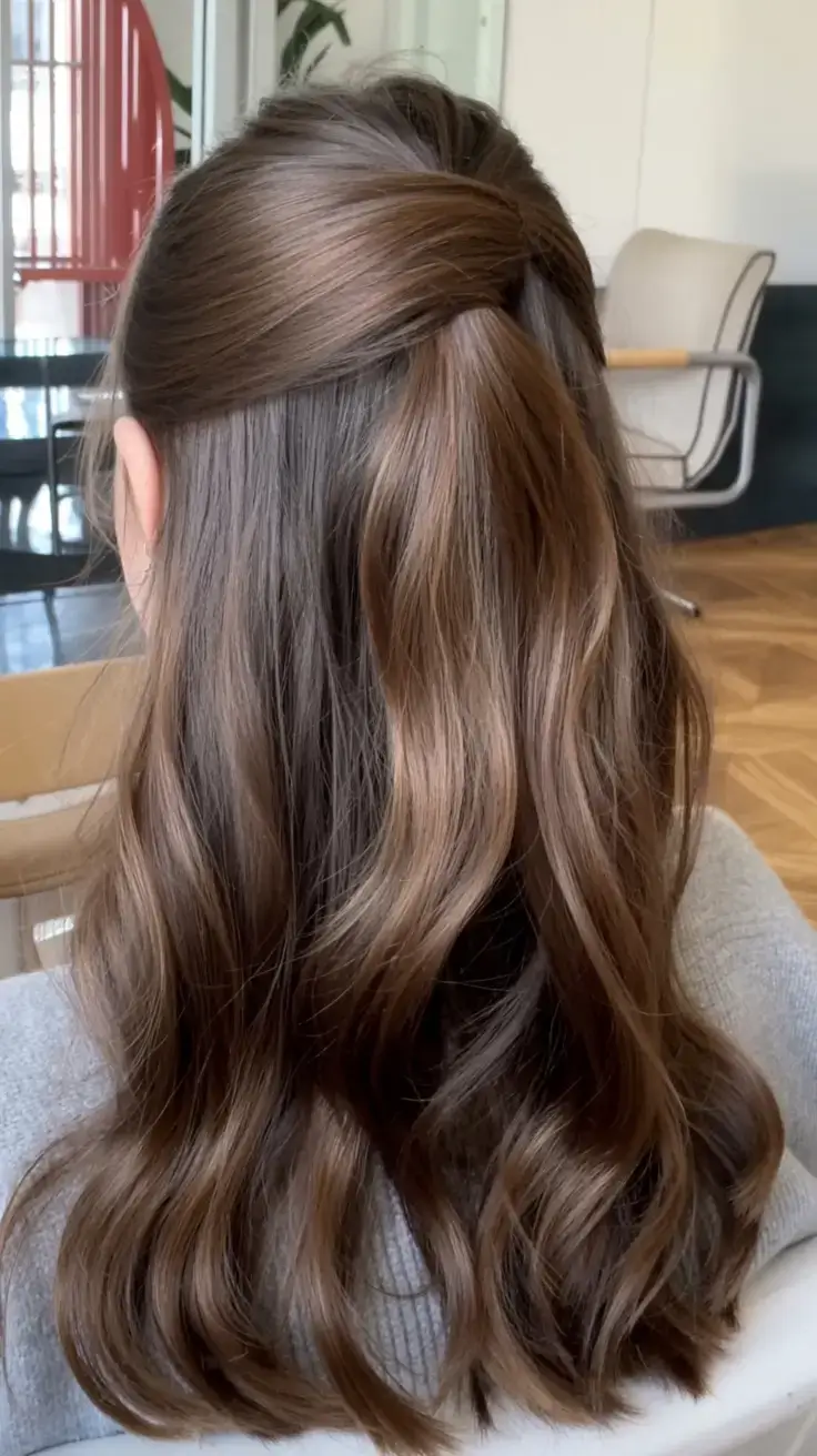 hairstyles ideas for winter 2025 2026 Soft Half-Up with Flowing Waves