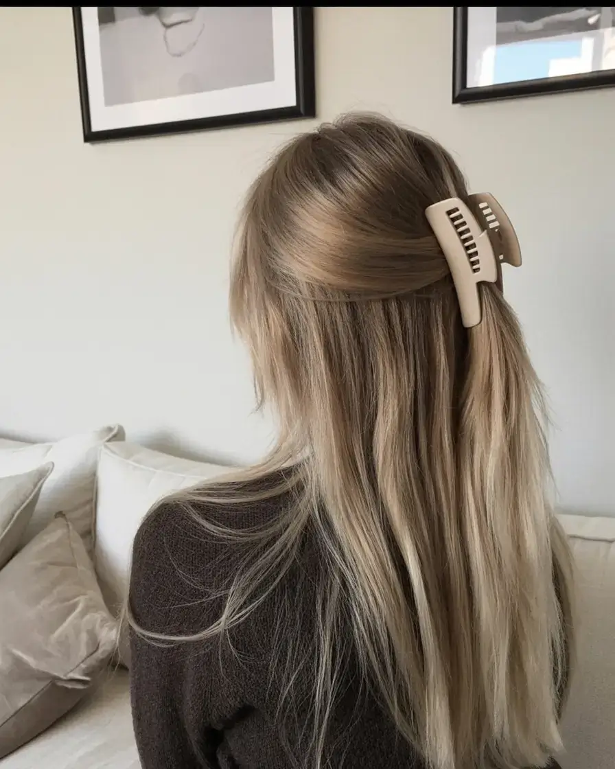 hairstyles ideas for winter 2025 2026 Claw Clip Half-Up Simplicity