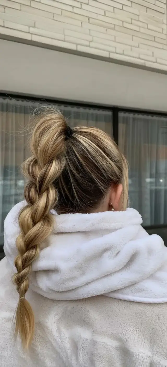 hairstyles ideas for winter 2025 2026 High Ponytail Braid with Sporty Edge