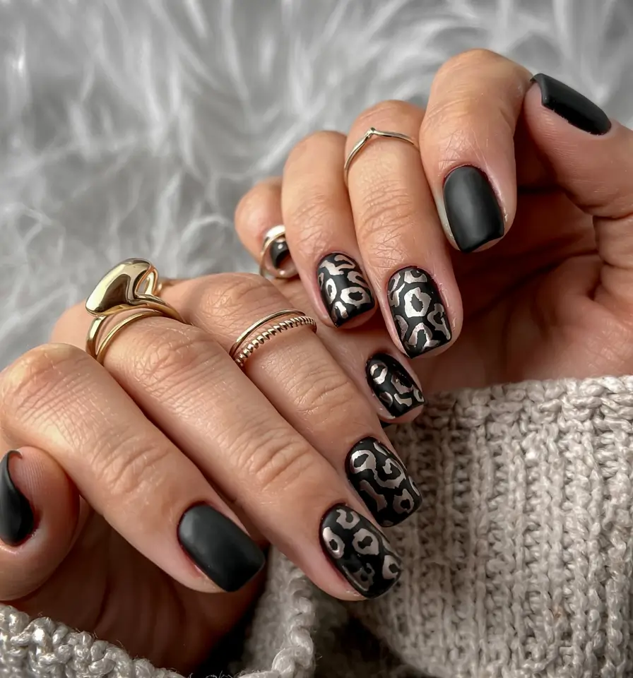 modern dark nail inspo winter 2025 2026 Velvet Panther