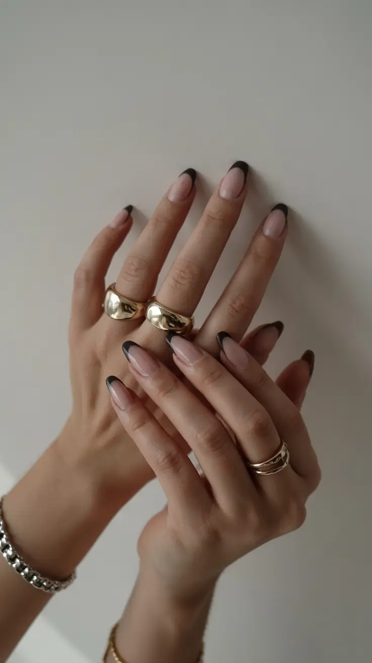 modern dark nail inspo winter 2025 2026 Soft Shadow French