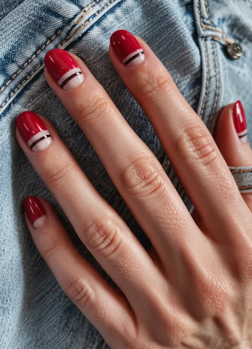 modern gel manicure winter 2025 2026 Scarlet Geometry