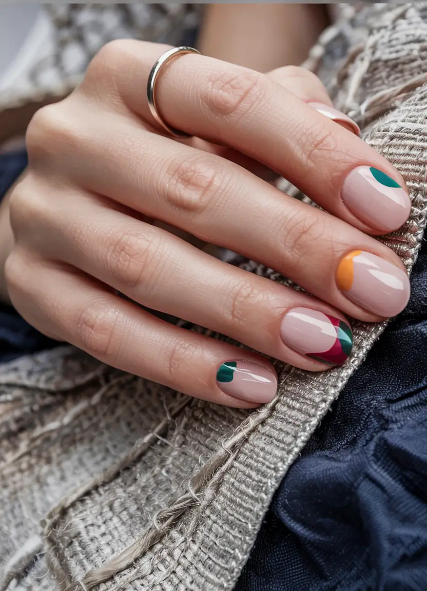 modern gel manicure winter 2025 2026 Colorblock Elegance