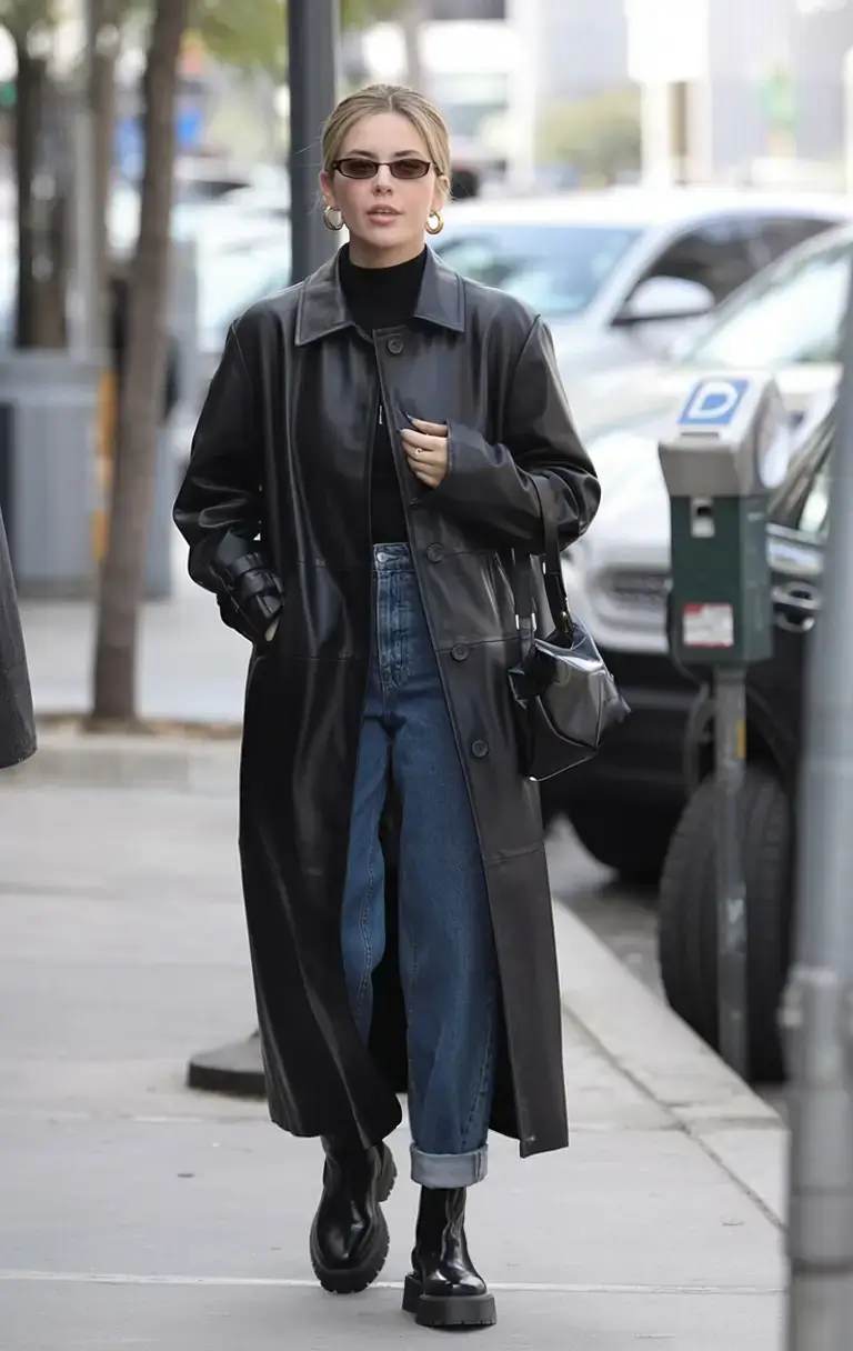 nyc winter outfits 2025 2026 street style guide Longline Leather with Downtown Edge