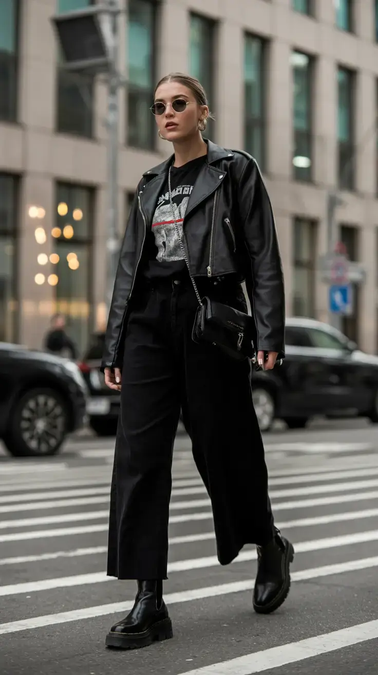 nyc winter outfits 2025 2026 street style guide Rebel Leather with Rock-Band Spirit