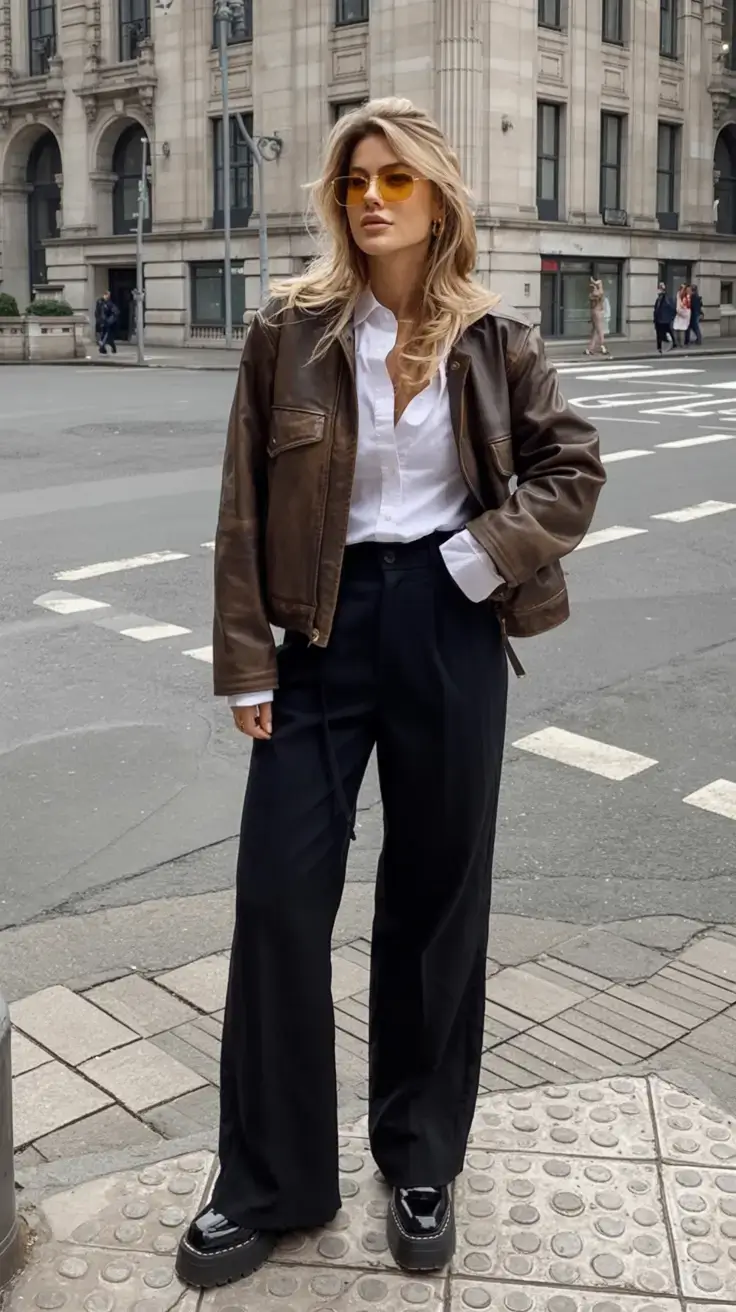 nyc winter outfits 2025 2026 street style guide Retro Leather with a Modern Twist