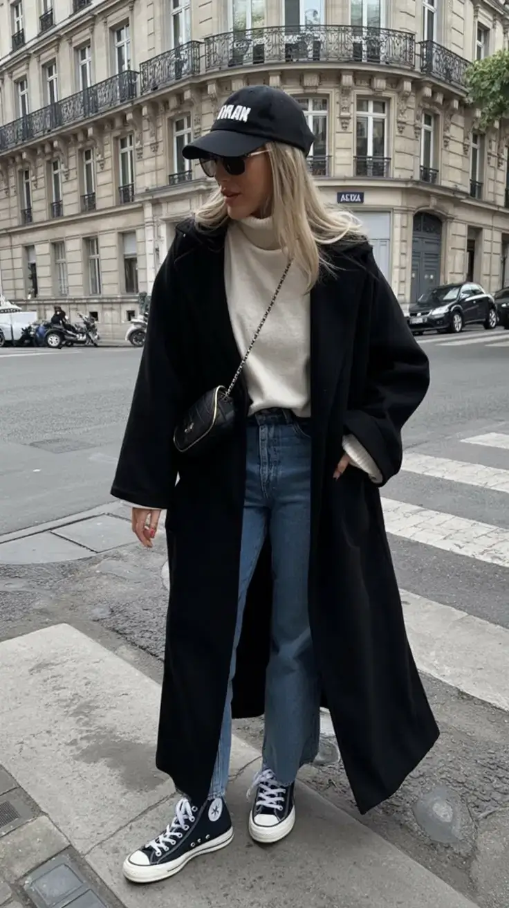 nyc winter outfits 2025 2026 street style guide Casual Chic in a Longline Coat
