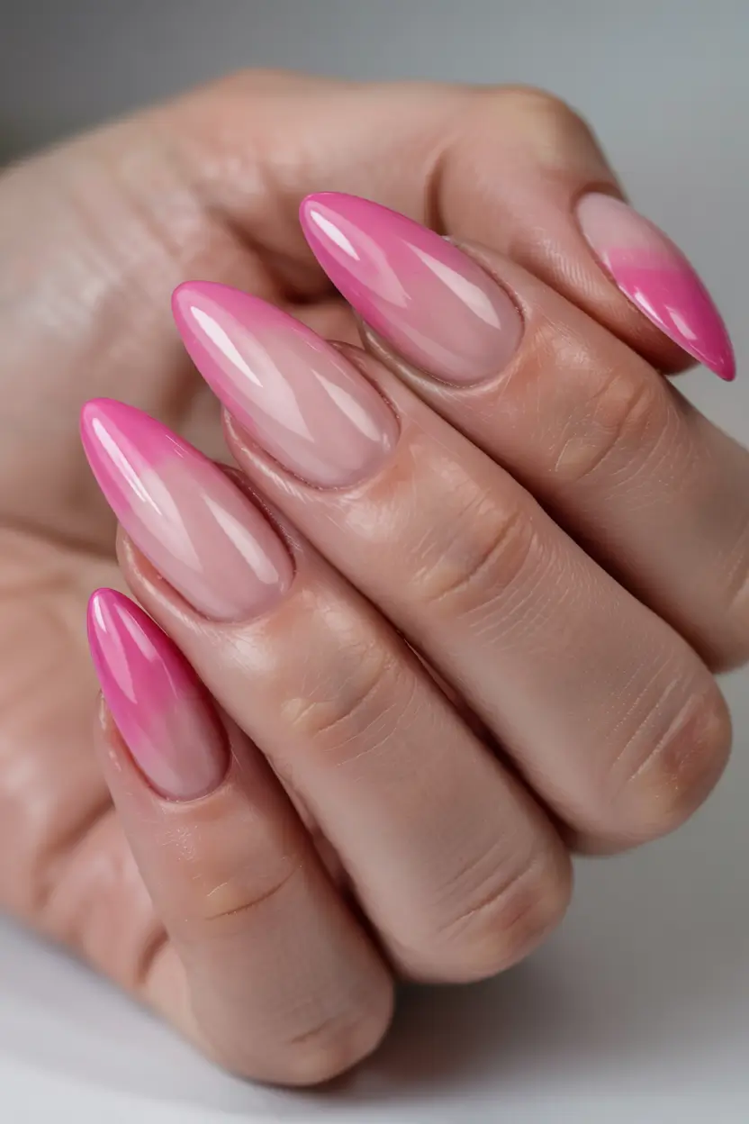 Pink Christmas Nails 2025 Frosted Pink Ombre Bliss