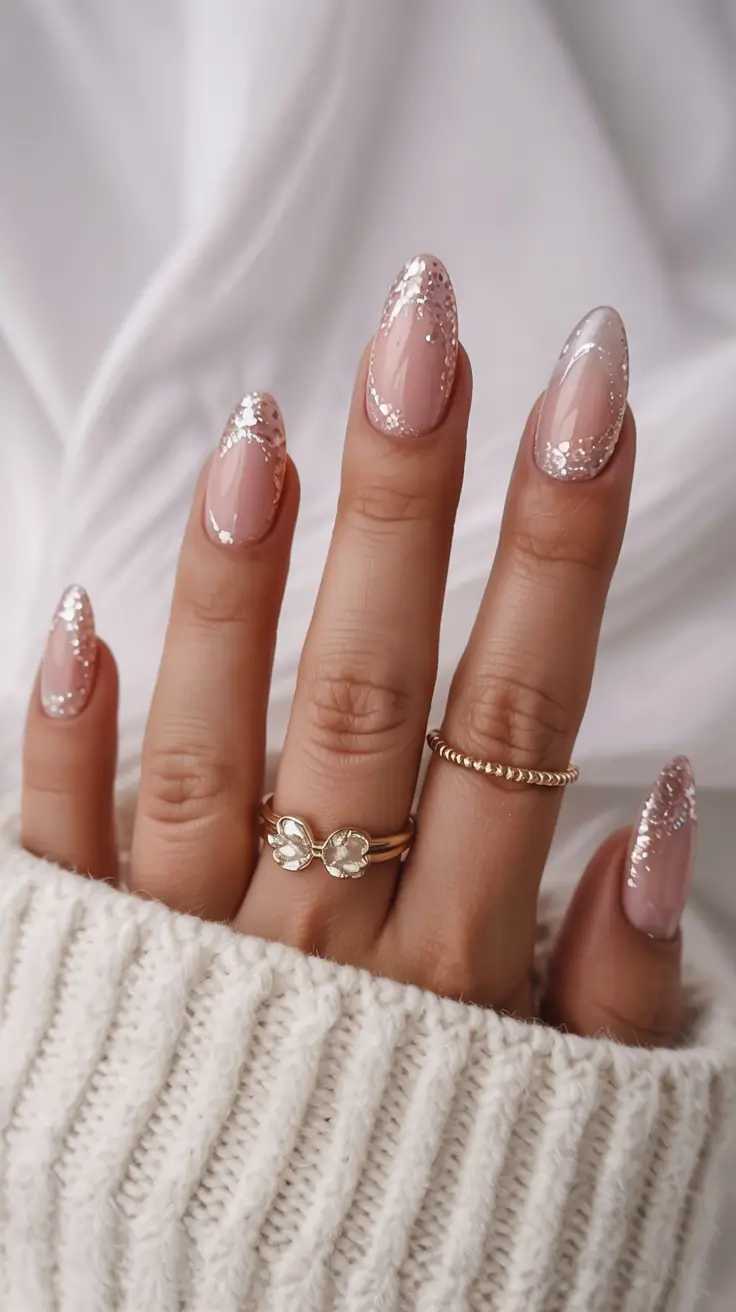 Pink Christmas Nails 2025 Frost-Tipped Glamour