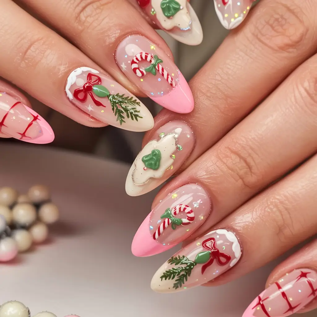 Pink Christmas Nails 2025 Playful Candy Workshop