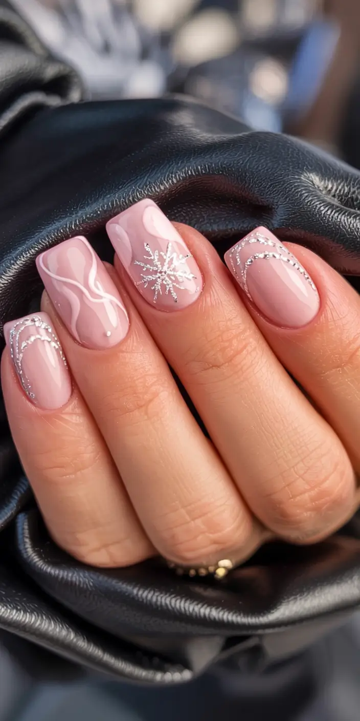 pink winter nails ideas 2025 2026 Glacial Pink Symphony