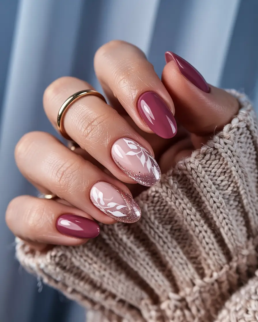 pink winter nails ideas 2025 2026 Mulberry Frost Harmony