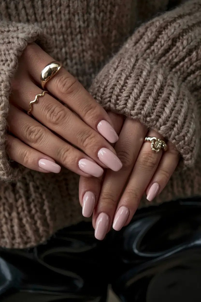 pink winter nails ideas 2025 2026 Cashmere Petal Nude