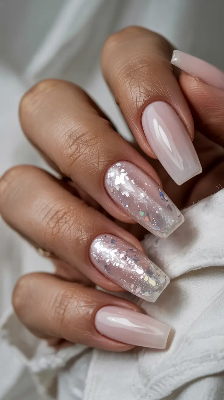 pink winter nails ideas 2025 2026 Winter Crystal Fade