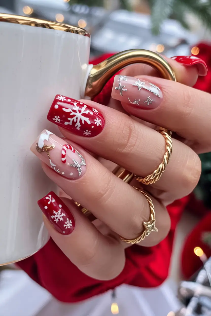 Red Christmas Nails 2025 Nordic Fairytale Nails