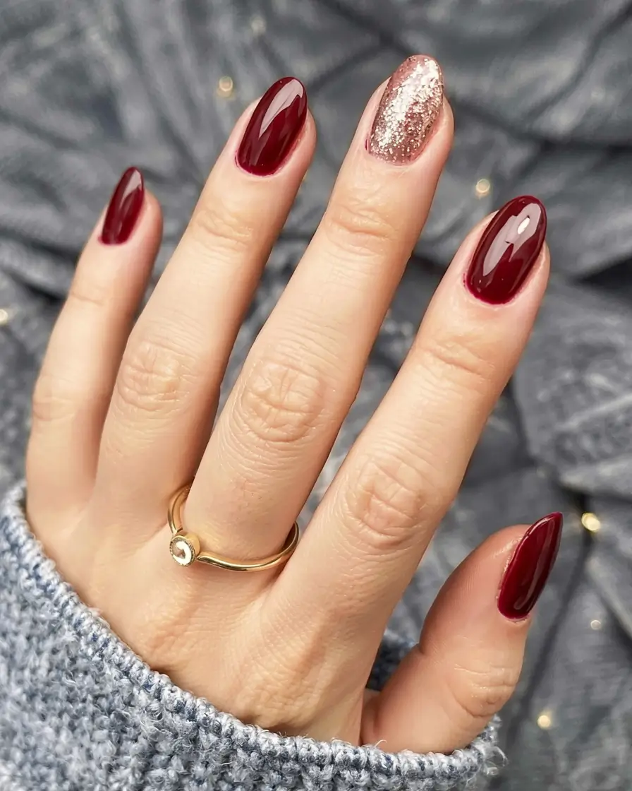 Red Christmas Nails 2025 Red Velvet & Golden Spark
