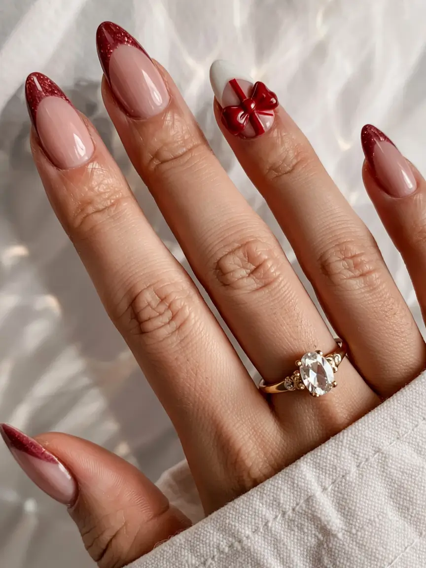 Red Christmas Nails 2025 Gift Wrapped Perfection