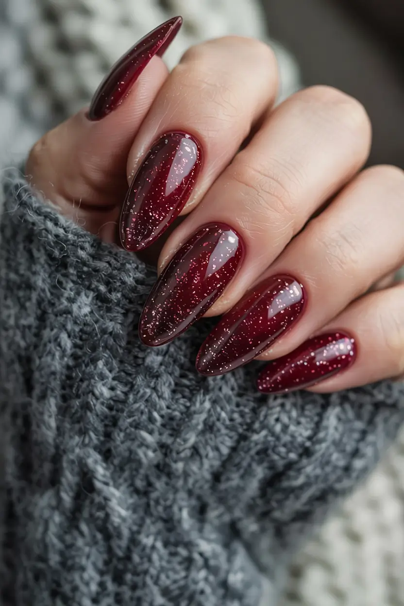 red winter nails ideas 2025 2026 Starry Cabernet Nights