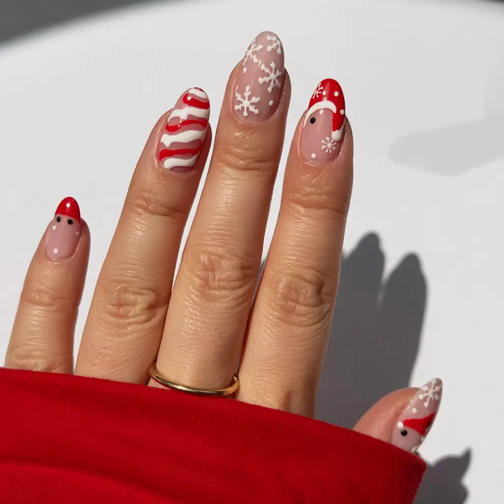 red winter nails ideas 2025 2026 Whimsical Winter Wonderland