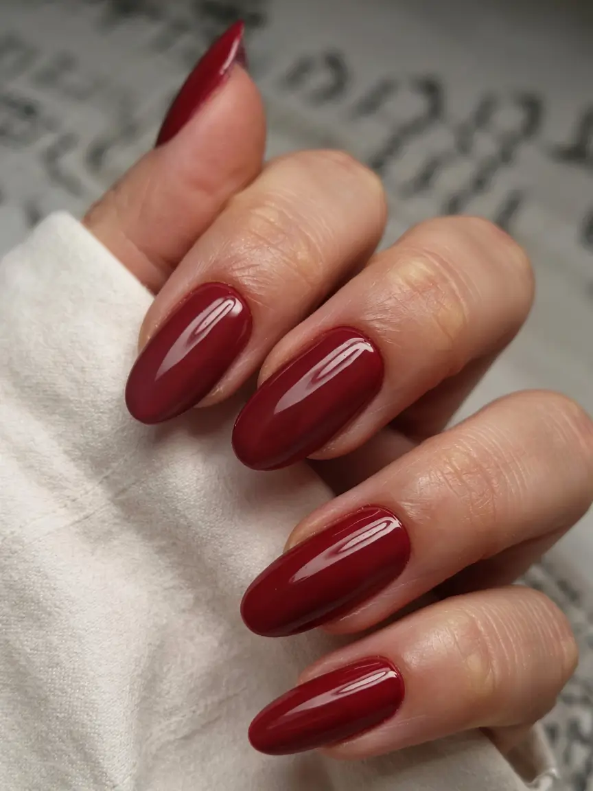 red winter nails ideas 2025 2026 Velvet Cherry Minimalism