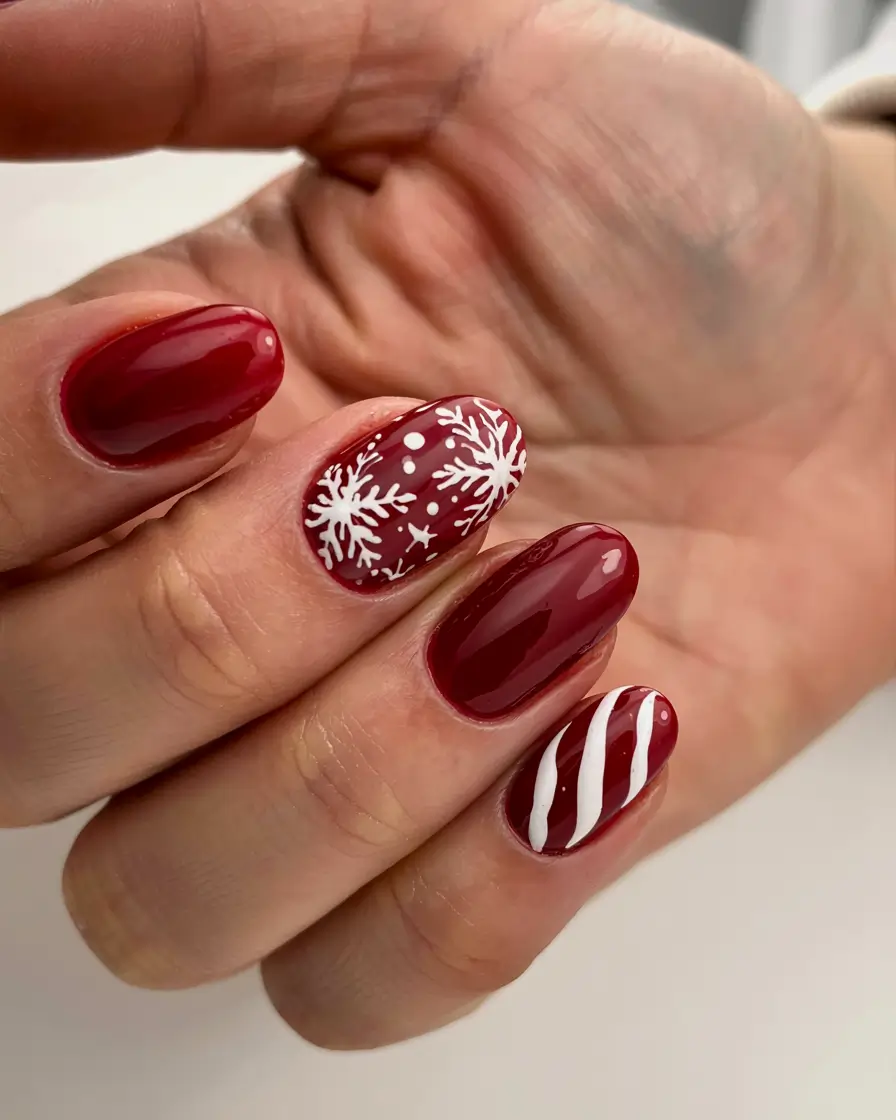 red winter nails ideas 2025 2026 Frosted Cranberry Charm