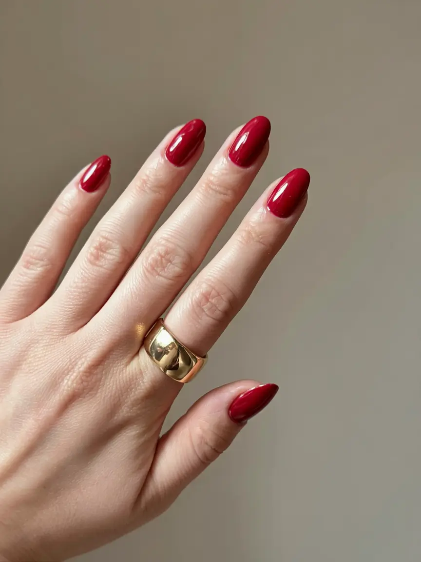 red winter nails ideas 2025 2026 Classic Crimson Elegance