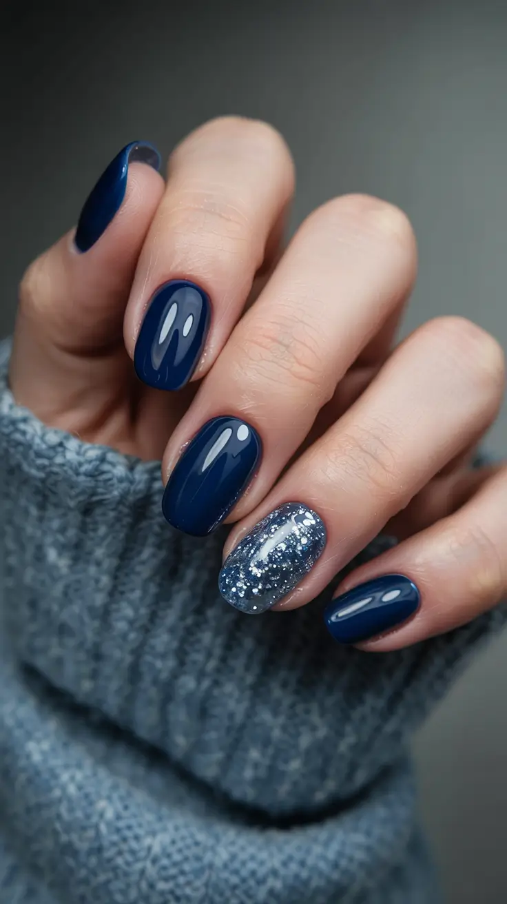 short winter gel nails design and color ideas 2025 2026 Blue Velvet Nights