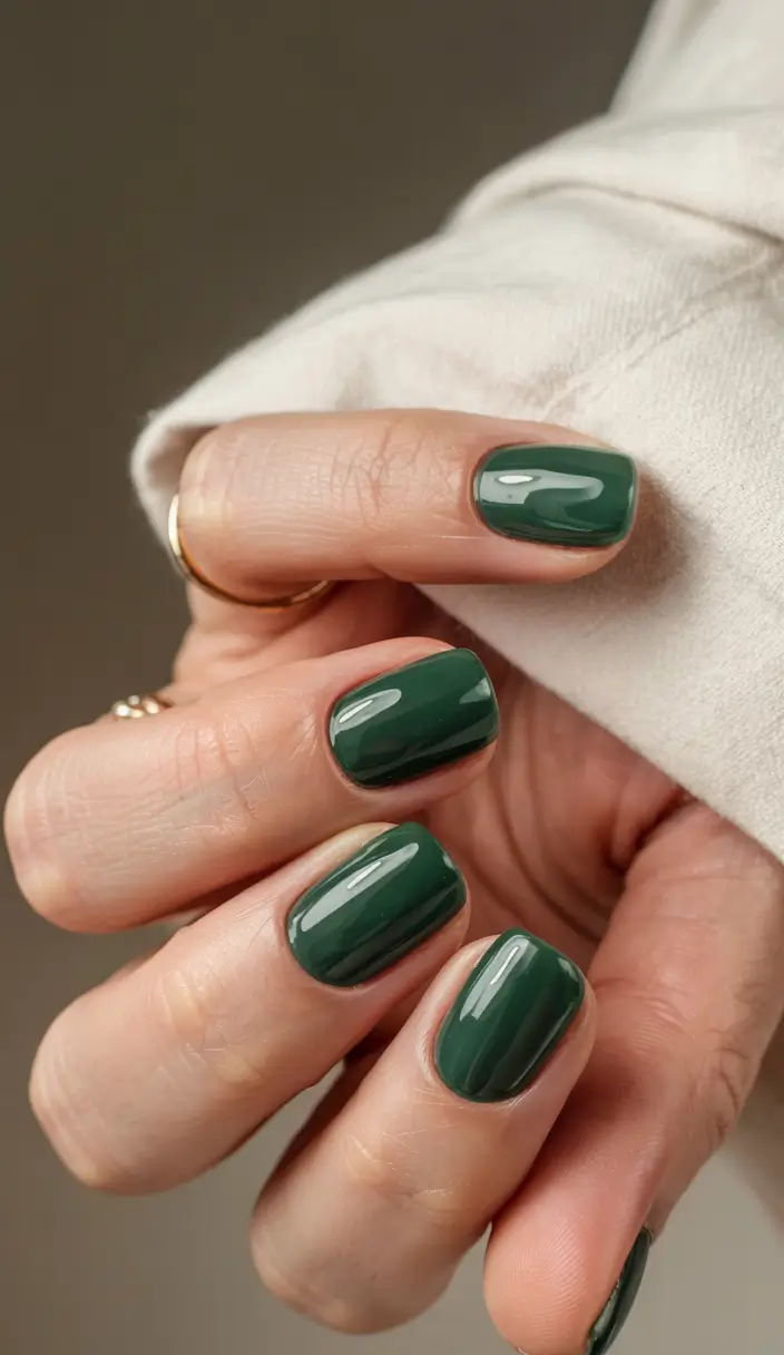 short winter gel nails design and color ideas 2025 2026 Emerald Depth