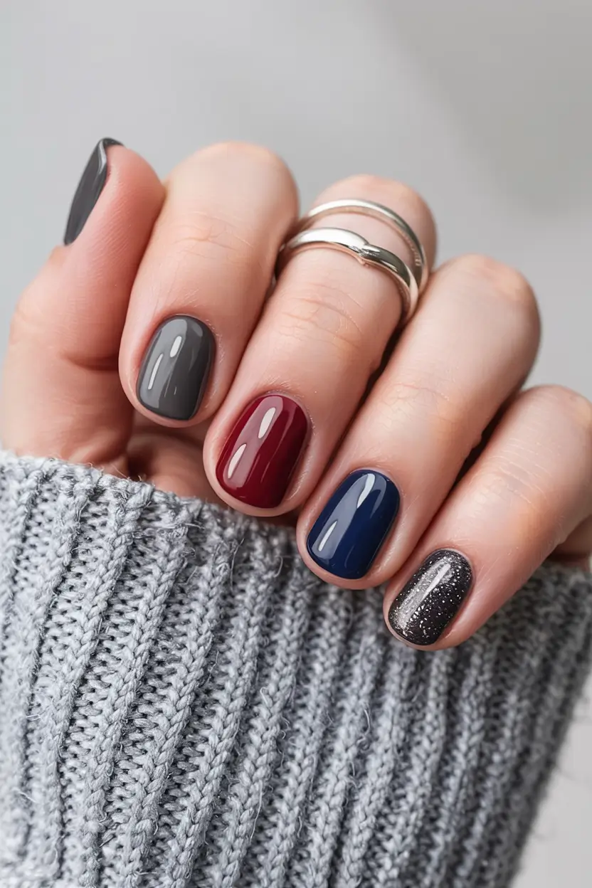 short winter gel nails design and color ideas 2025 2026 Midnight Mix Palette