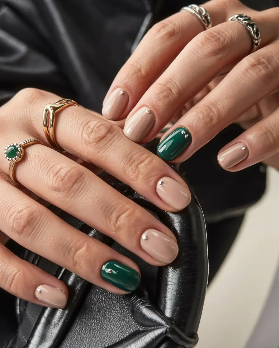 short winter gel nails design and color ideas 2025 2026 Jewel-Toned Balance