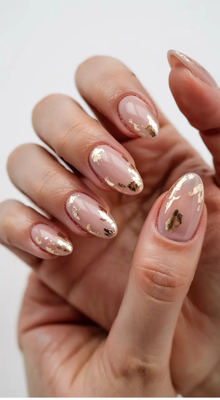 short winter gel nails design and color ideas 2025 2026 Golden Frost Finish