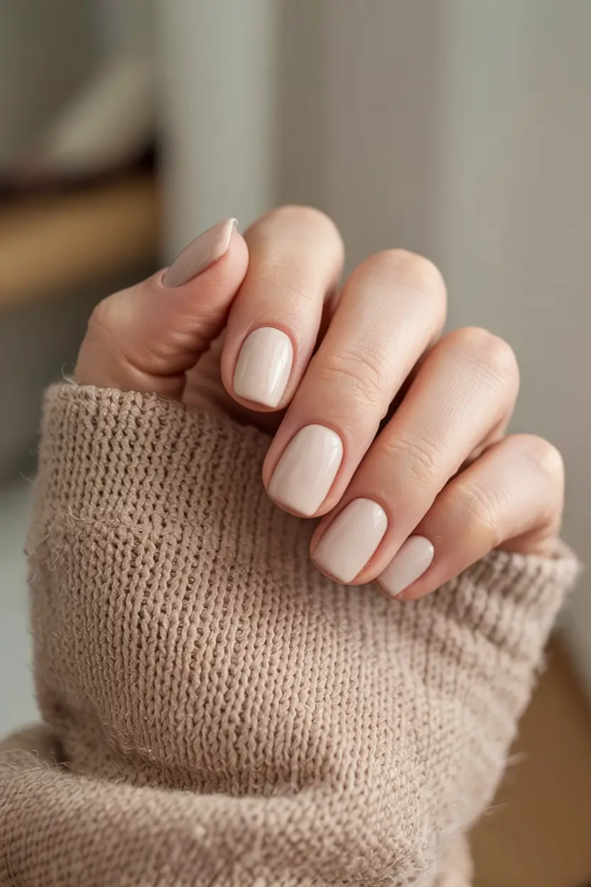 short winter gel nails design and color ideas 2025 2026 Cream Cashmere Calm