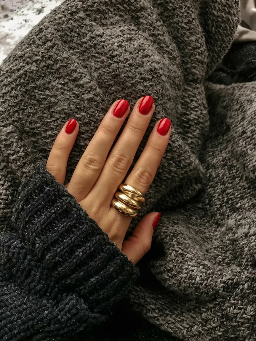 short winter gel nails design and color ideas 2025 2026 Ruby Glow Revival