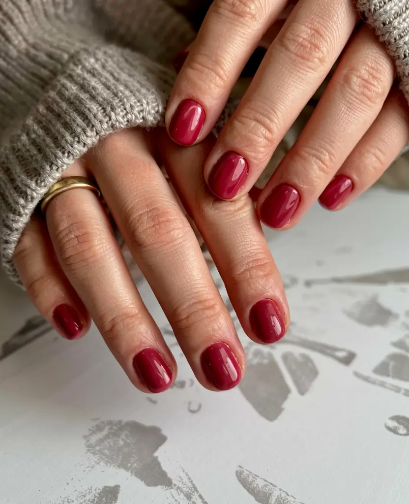 short winter gel nails design and color ideas 2025 2026 Winter Cranberry Gloss