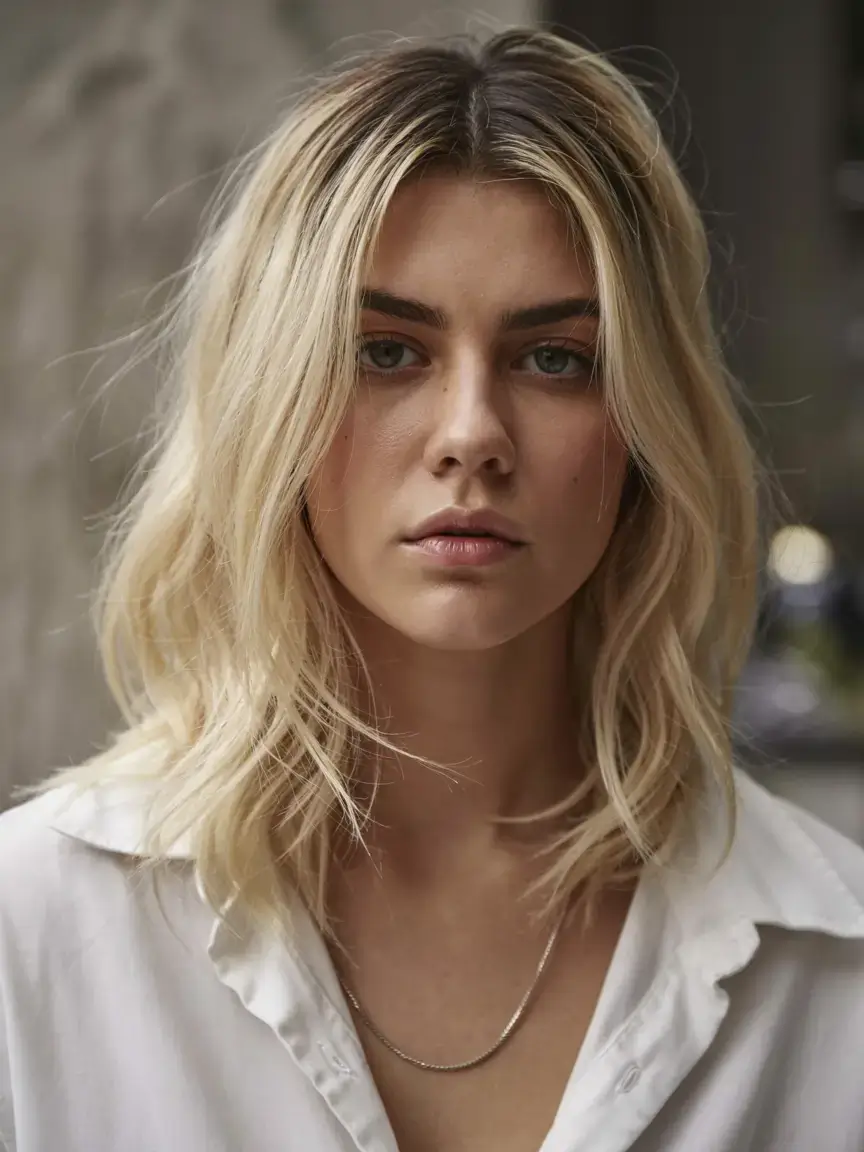 short winter haircuts ideas 2025 2026 Frosted Blonde Midi Bob