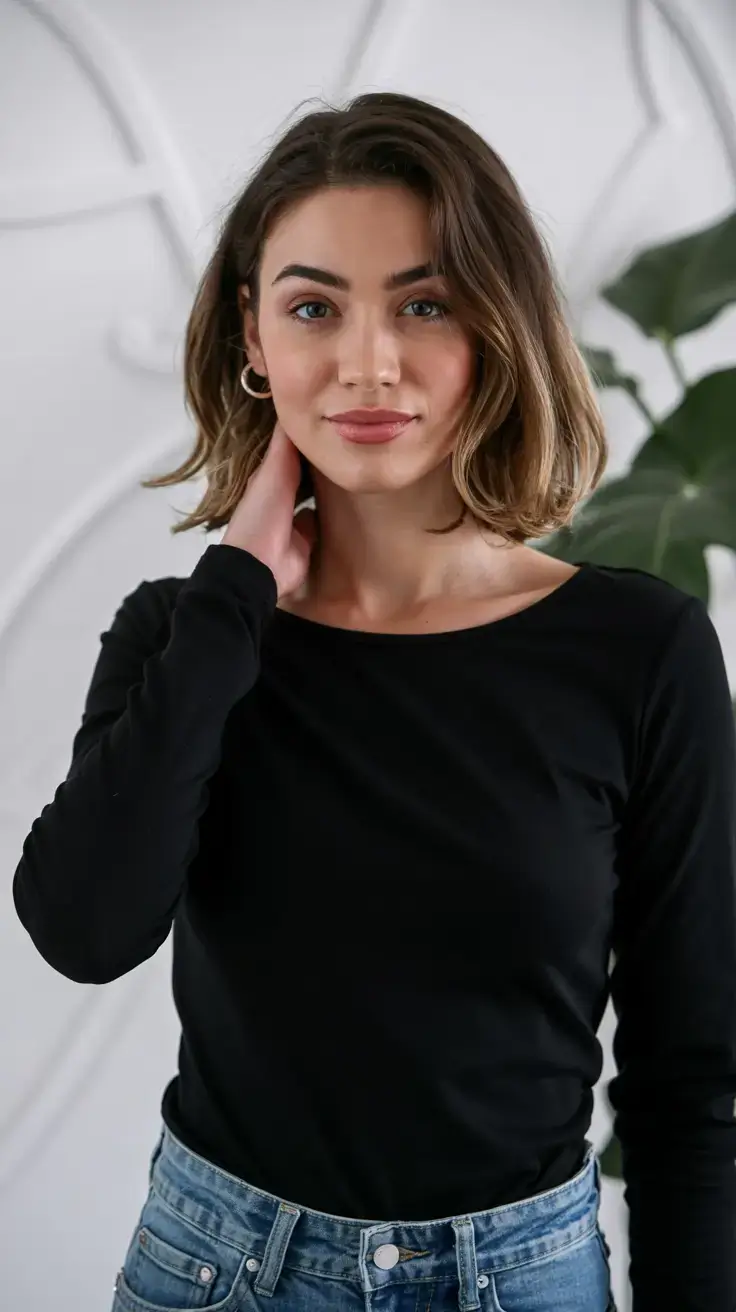 short winter haircuts ideas 2025 2026 Softly Contoured Bob with Warm Dimension