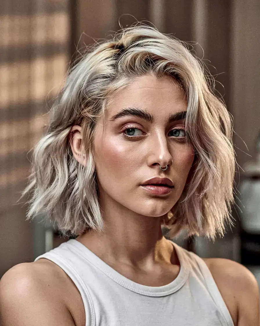 short winter haircuts ideas 2025 2026 Cool-Toned Platinum Wave