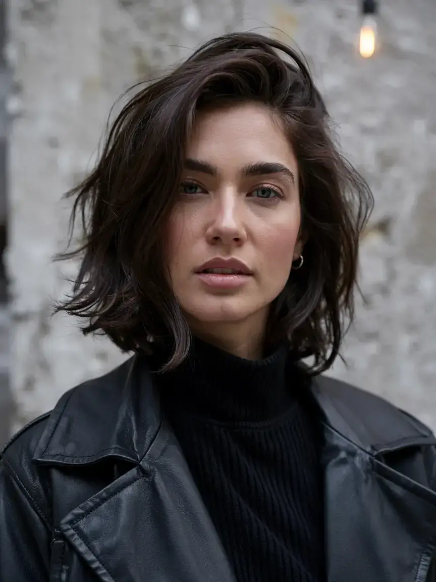 short winter haircuts ideas 2025 2026 Moody Espresso Bob with Volume and Attitude