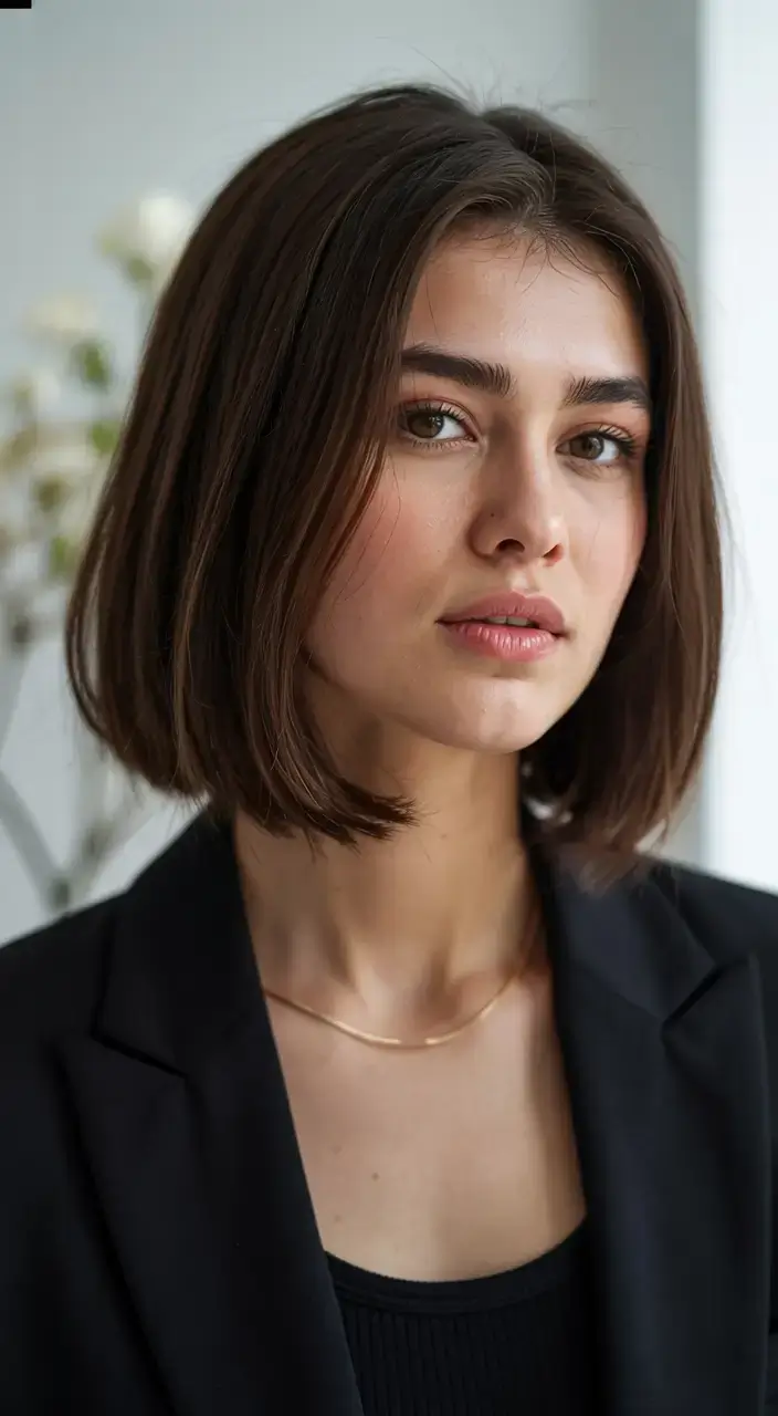 short winter haircuts ideas 2025 2026 Classic Sleek Bob with Winter Sophistication