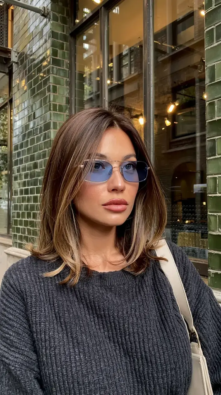 short winter haircuts ideas 2025 2026 Soft Layered Lob with Gentle Face Framing