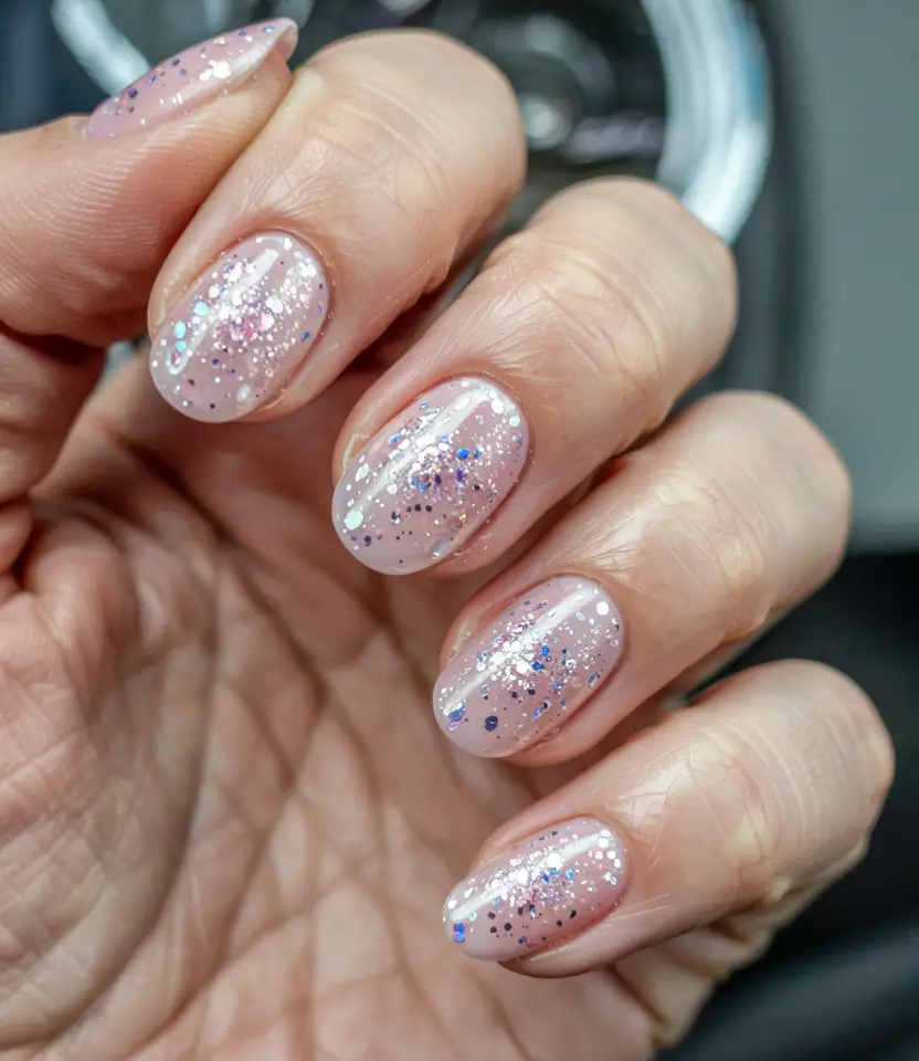 short winter nails ideas 2025 2026 Frozen Sparkle