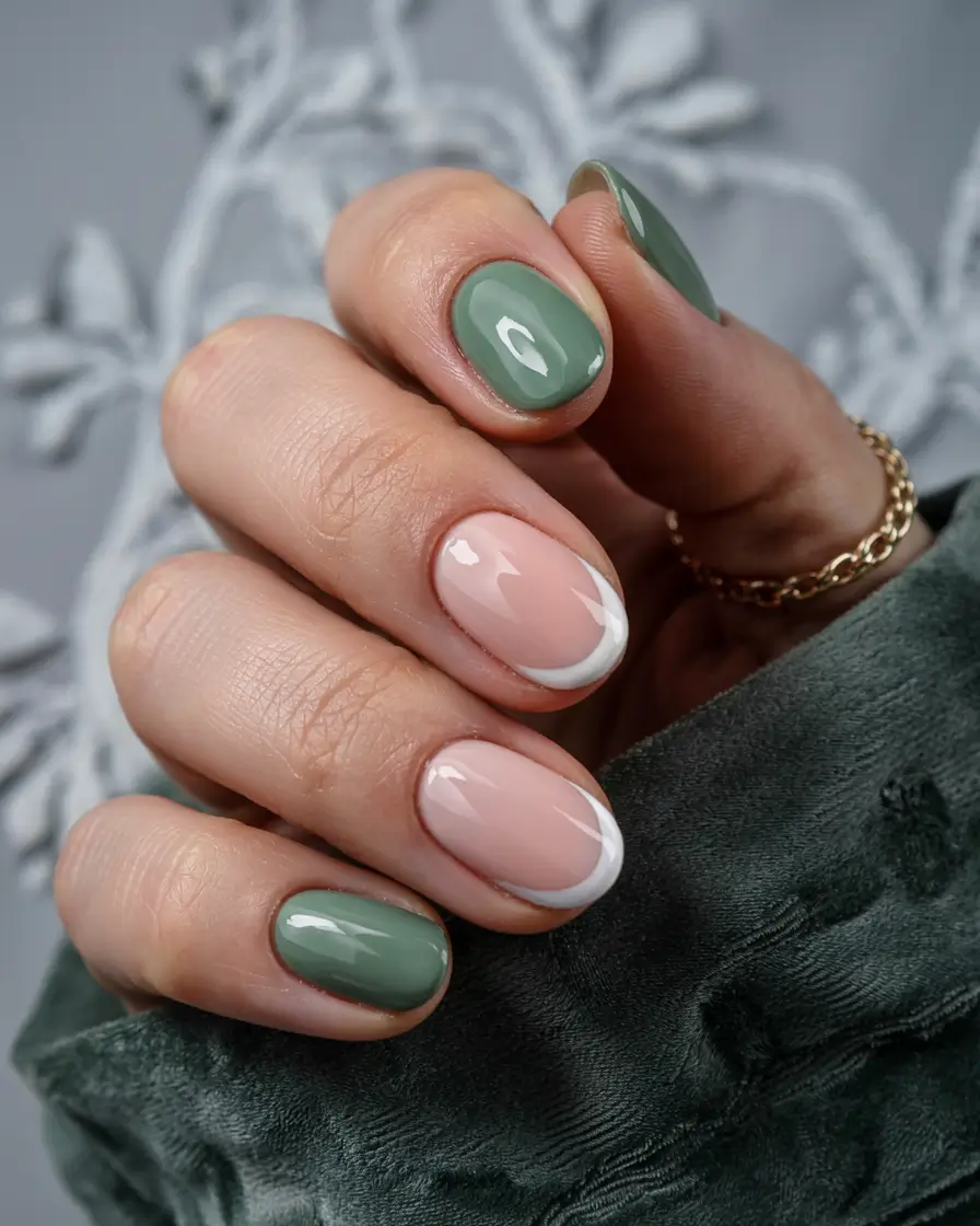 short winter nails ideas 2025 2026 Evergreen French