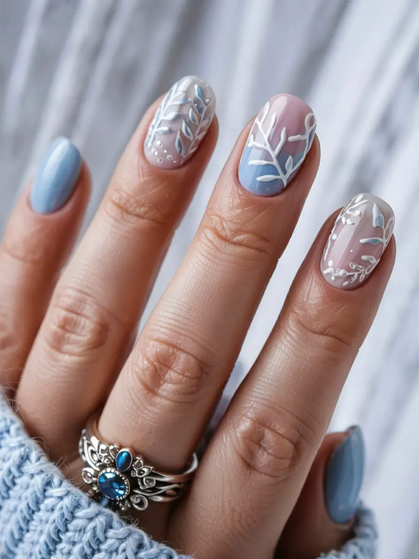short winter nails ideas 2025 2026 Powder Blue Whisper