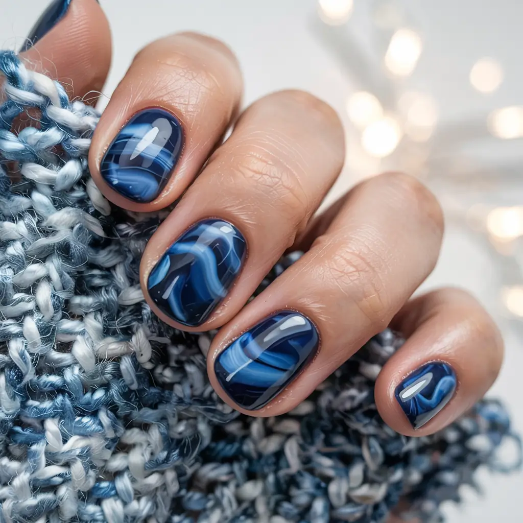 short winter nails ideas 2025 2026 Arctic Marble